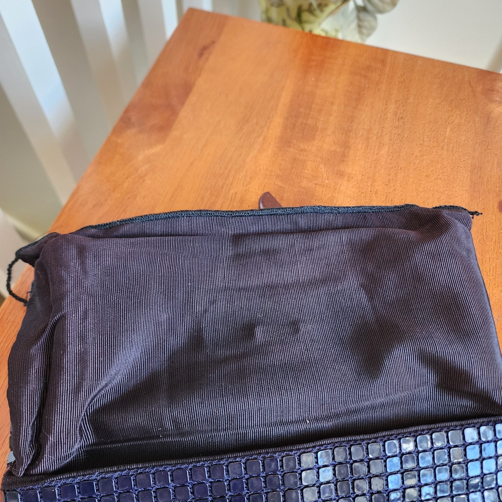 Vintage Lumured Navy Blue Evening Bag/Clutch, Piet Beading, Excellent Condition - Picture 5 of 5